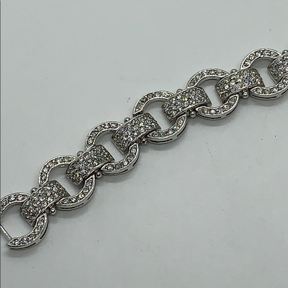 Sterling silver CZ bracelet with round links - Picture 4 of 5